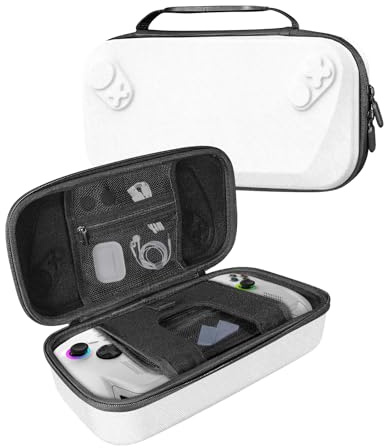 SAMTN Tragbare Tragetasche für ROG Xbox Ally X, Hartschalen-Eva-Hülle mit großem Fassungsvermögen, für Ladegeräte, Kopfhörer und Joystick-Kappen (White)