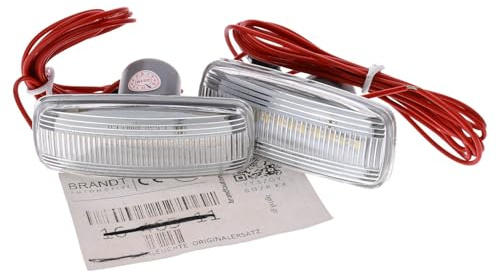 BRANDT Seitenblinker Set LED Kotflügel Blinker + Kabel Weiss passend für Jeep Compass I Patriot I MK Commander I XH XK Liberty II KK Grand Cherokee III IV WK WK2 WH Blinkleuchten