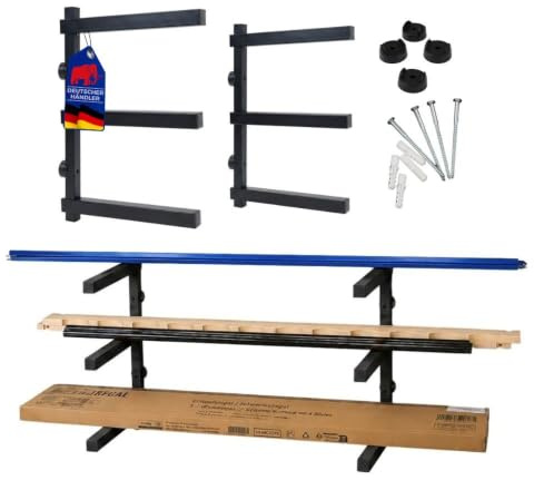 PROREGAL Kragarmregal Wandmontage schwerlast 50 kg pro Ebene für Holzlagerung mit 3 Ebenen Garage Organizer Wandregal Schwarz 2 Stück Lagerregal Wandhalterung Metallregal