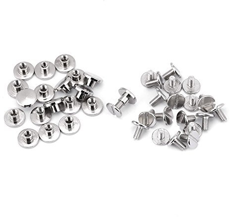 Flachnieten zum Schrauben, 20 Stück Messing Knopfnieten mit flachem Kopf Nagel Nieten für Leder, Schraub Nieten für Gürtel, Riemen Tasche Schuhe Dekoration Buchschrauben (5 mm)