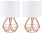 MiniSun | Modern Copper Basket Table Lamps with White Fabric Shades | Table Lamps, Home Décor & Improvement Essential | Set of 2