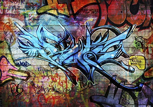 decomonkey Fototapete Graffiti 350x256 cm XL Tapete Fototapeten Vlies Tapeten Vliestapete Wandtapete moderne Wandbild Wand Schlafzimmer Wohnzimmer Street art