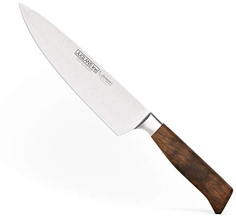 Burgvogel Solingen Juglans Line Kochmesser Walnussholz 20 cm, rostfrei, Küchenmesser scharf geschmiedet, dunkel, premium