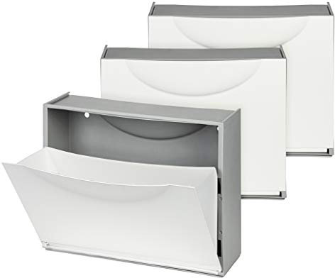 Kreher XL Schuhschrank aus Kunststoff in Weiß. Drei Schuhkipper für insgesamt ca. 9 Paar Schuhe. Erweiterbar, abwaschbar, robust, multifunktional.