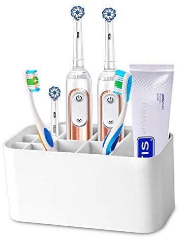 MHtech Elektro-Zahnbürstenhalter für alle Arten von Zahnpasta und Zahnbürste, auf dem Tisch oder an der Wand