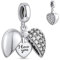 NINGAN “I Love You” Amour Cœur Perles Charms Argent Sterling 925 Breloque Bead Compatible pour Européen Bracelets (blanc)