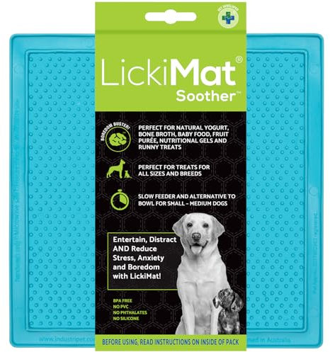 LickiMat Classic Soother, Dog Feeding Mat for Boredom and Anxiety Relief, Ideal for Food, Treats, Yoghurt or Peanut Butter, Lick Mats, Fun Alternative to a Slow Feeder Bowl, Turquoise