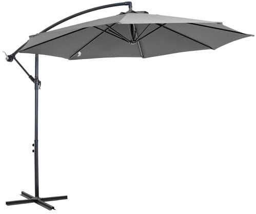 Outsunny Parasol déporté octogonal inclinable manivelle avec pied en acier Ø 3 x 2,5H m gris