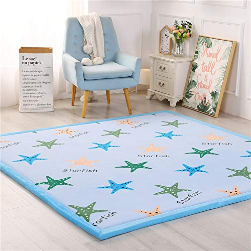 Loartee Kinderteppich Kinderzimmer,Baby Teppich,Korallenrote Samtmatte,als Krabbeldecke fürs Kind, Seestern, 150x200cm