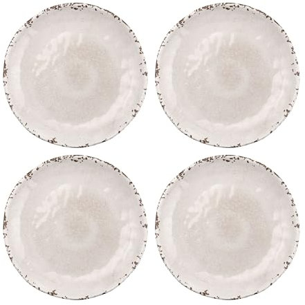 UPware 4-Piece 6 Inch Melamine Serving Plates/Appetizer Plates/Dessert Plates (Crackle, Cream)