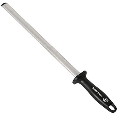 Fusil à Aiguiser Diamant Grain 30 cm, Acier d'affûtage Professionnel Pour Chef Maître, Idéal Pour Couteau de Cuisine, Boucheries Et Japonais, Chasseur ou Bâton, Noir Ii