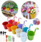 Hanging Plant Pot Large Metal Flower Pots, Coloured Fence Plant Pots Hanging Planter Basket Set without Drainage Hole, Detachable Hook, Balcony Planters Garden Home Decor (26x13.5x9.4cm plus set)