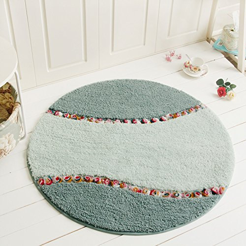 Badteppich Rose Geprägte Runde Teppich Schlafzimmer Wohnzimmer Bodenmatte Badezimmer Küche rutschfeste Türmatte 70cm im Durchmesser Grün