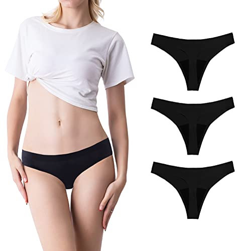SHARICCA Perioden Unterwäsche Thongs Unterhosen Absorbierend Menstruation Sporty Unterwäsche für die Mädchen Periode 3er Pack (Mehrfarbig-01, XS)