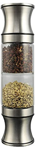 molinillo de pimienta Grinder de pimienta de sal de sal de 2 en-1 queja de sal de sal, botella de vidrio transparente con espesor ajustable rotor de cerámica molinillo sal