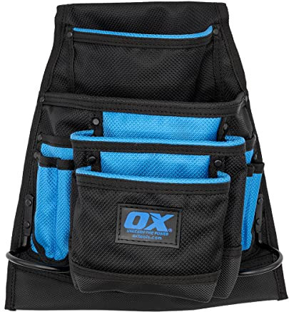 OX TOOLS Pro Dynamic Nylon 10 Pocket Pouch with Dual Hammer Holder - UV and Water Resistant