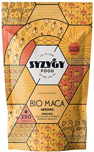 SYZYGY FOOD - Estratto di Maca Peruviana Andina Bio - 250 Compresse - 4850mg - Concentrazione 5:1 - Energia e Vitalità - Certificazione Biologica Ufficiale - Prodotta in Europa