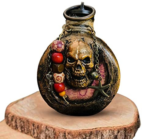MISOYER Bouteille d'eau en résine avec Mort,Bouteille en résine gravée Mort - Ornement Bureau Pirate des Caraïbes, Cadeaux décoration Bouteille Rhum pour Petit ami père