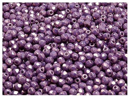 600 perlas de cristal checas facetadas pulidas para fuego, redondas, 3 mm, Chalk Vega Luster