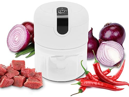 Mini Food Chopper Electric, 250ML USB Rechargeable Food Processor for Fruit Chili Vegetable Nuts Meat Onion Garlic Pepper, Food Processor and Blender, Stainless Steel Blade Cutter for Puree