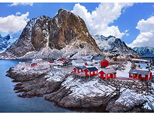 HUADADA Jigsaw Puzzles for Adults 1000 Piece Jigsaw Puzzles for Adult,JigsawPuzzle 1000 Pieces for Adults Challenging Puzzle Games(Hamnoy Fishing Village)