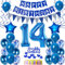 Luftballons 14 Geburtstag Dekoration Junge Ballon Deko 14. Geburtstag Junge blau Geburtstagsdeko 14 jahre Junge Geburtstag Tortendeko 14.geburtstag Junge birthday Banner Party Deko 14 Geburtstag