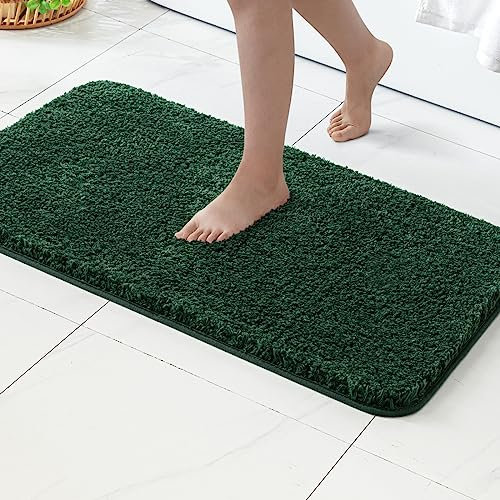 MIULEE Badematte Weiche Badteppich rutschfest Badvorleger Fußmatte Badzimmermatte Bettvorleger Flauschig Teppich Badezimmerteppich Duschmatte für Bade & Wohnzimmer Schlafzimmer 60x90 cm Tiefgrün