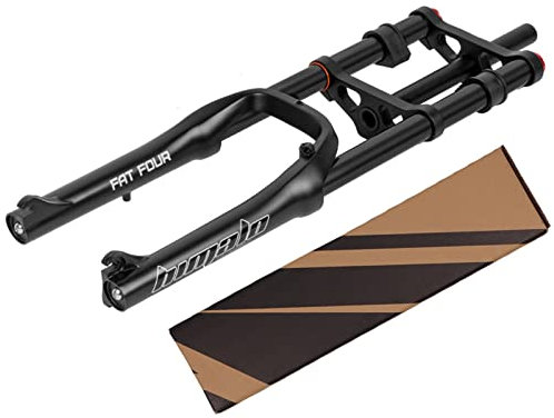 20 Zoll Fatbike Front Gabel Federgabel Schnee Bike Luft Vorderradgabel 120mm Federweg 1-1/8 Gerades Rohr QR 9mm*135mm Disc Bremse Dämpfung Einstellbar (Color : 20'' Black)