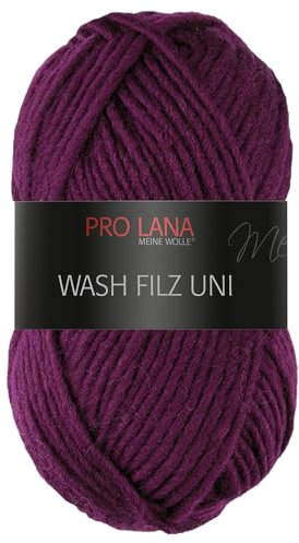 Frida's Wollhaus Pro Lana 50 g Wash Filz uni Filzwolle Stricken Häkeln Garn flauschig 26 Farben (148 | Brombeer)