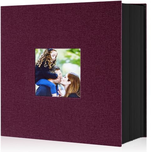 Lanpn Fotoalbum 10x15 1000 Taschen, Extra Großes XXL Leinen Einstecken Einsteckalbum für Hoch und Querformat Fotos Bilder Violett