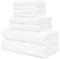 CityComfort Set de Serviette de Bain, Lot de 8 Serviettes - Diverses Tailles et Couleurs (Blanc)