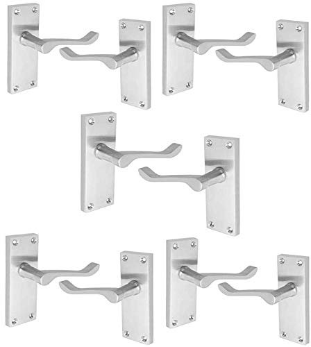 HANDLESTORE Victorian Scroll Door Handles Lever Latch Satin Chrome Premium Quality (5 Pack)