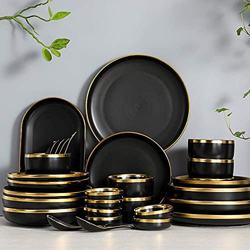 Set di stoviglie in stile nordico per 2/4/6 – piatti e ciotole ciano – Set di piatti da cucina chic – perfetto per l'esperienza di pranzo a casa