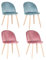 GrandCA HOME Set di 4 Sedie per Sala da Pranzo in Velluto, Sedie da Cucina Imbottite con Gambe in Metallo, per Soggiorno, Rosa+Verde