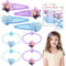 Prinzessin Haarspangen Mädchen Haarschmuck Set- Niedlich Eiskönigin Haarclips mit Elastische Haarring Cartoon Kinder Haarschleifen Haarnadeln Hair Clip Accessoires Geschenke für Mädchen Baby
