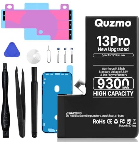 [9300mAh] Battery for iPhone 13 Pro, Upgraded High Capacity Battery Replacement for iPhone 13 Pro A2638 A2483 A2636 A2639 A2640 with Tools kits
