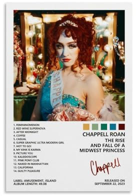 Piesa Chappell Roan Poster The Rise and Fall of A Midwest Princess, Albumcover-Poster für Schlafzimmer, ästhetische Leinwandkunst, Wanddekoration, 30 x 45 cm, ungerahmt, 2