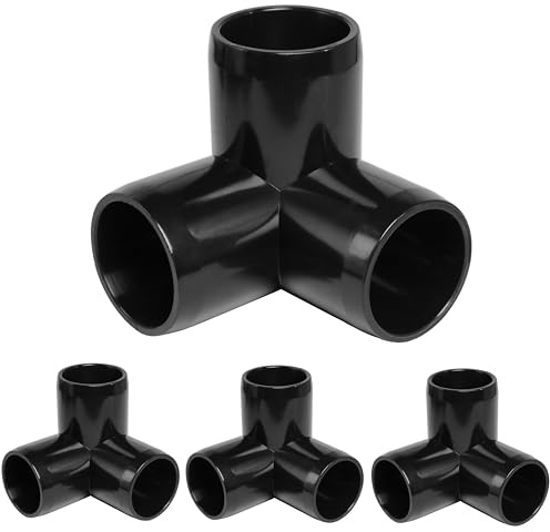3 Way PVC Pipe Fittings 1 Inch, Zernmiarder Black PVC Elbow Corner Side Outlet Tee Fitting, SCH40 Furniture Grade Pipe Connectors - Fits 1 Polyvinyl Chloride Pipes, 12 Pieces