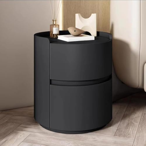 UYHBCNQD Runde Nachttische, Massivholz-Nachttisch, Leichter luxuriöser Beistelltisch, 40 cm, 45 cm Nachttisch mit 2 Schubladen, Nachttischkommode