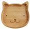 Pleayietoopiatiey Plato de madera natural hecho a mano para niños, plato dividido para animales