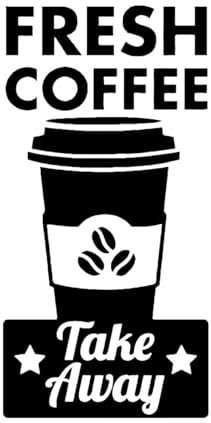 Aufkleber „Frischer Kaffee & Take Away“ für Coffee Shop-Schild, Tasse, Restaurant, Tür, Fenster, Dekoration, Vinyl, entfernbare Wandaufkleber, extragroß – 74x148cm
