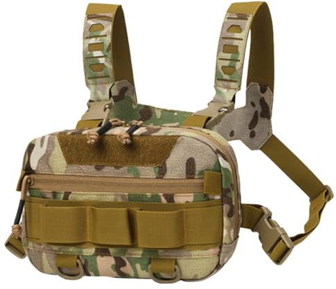 Multifunktionale Chest Rig Bag, Verstellbare Brust Front Pack, Brusttasche für Männer, Oxford Tuch Große Öffnung Chest Pack, Weste Brusttasche Tasche, Wasserabweisende Brusttasche für Männer