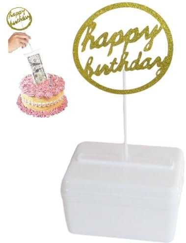 Fituenly Kuchen-spardosen-Set, Kuchen-auszieh-Set, Wiederverwendbare Spardose 20 Transparenten Beuteln Und 1 Cupcake-Topper Für Kuchendekoration, Partyzubehör (Gold)