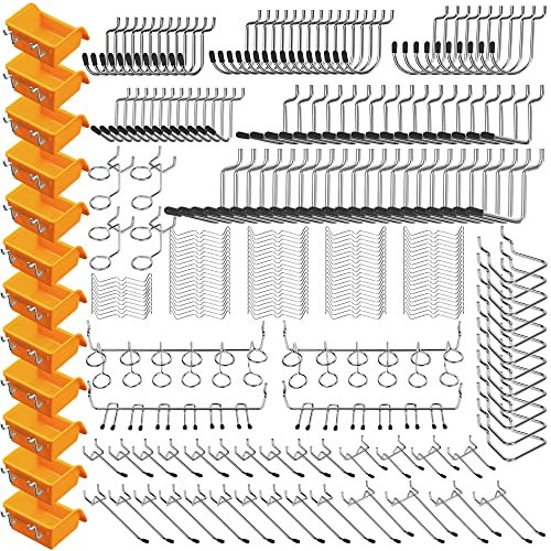 ELEAD 260 Piece Pegboard Hooks 1/8 and 1/4 inch peg Board Organizer Accessories with Pegboard Bins for Organizing Various Tools in The Garage Kitchen Bathroom Craft Room