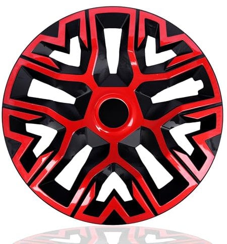 NRM The Best Bicolor Red/Black Radkappen 15 Zoll für Stahlfelgen | 15“ Radzierblenden 4er Set Rot/Schwarz