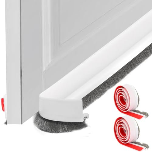 Riloventa Boudin de Porte Isolant Froid, Joint Brosse Isolation Phonique Portes, Bas de Anti Froid Balai Porte D'entrée, Idéal pour L'isolation Contre Le Froid, Le Bruit & l'humidité, Anti-poussière