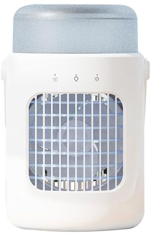 Aire acondicionado personal, enfriador de espacio recargable de 3 velocidades con tanque grande de 600 ml, ideal para uso en escritorio o refrigeración de habitaciones pequeñas, ventilador de aire