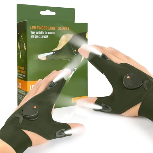 AMFUN LED-Handschuhe mit Lichtern, LED Taschenlampen Handschuh Fingerlicht für Reparieren, Arbeiten, Camping, Geschenke für Männer