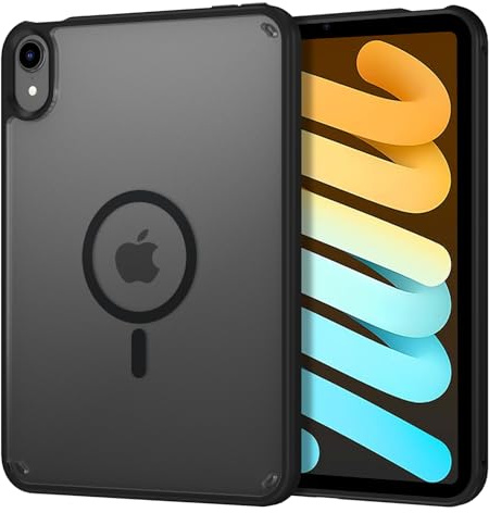 GUAGUA Magnetic for iPad mini 7 Case 2024 (A17 Pro) iPad mini 7th/6th Generation Case 8.3-Inch, Translucent Matte Back Soft TPU Bumper Slim Shockproof Protective Tablet Cover, Black