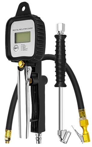 Rainorning Digitales Elektronisches Reifendruckmessgerät mit Luftfüllpistole, Autoreifen Aufpumpwerkzeug für Genaue Luftdruckmessung und Aufpumpen